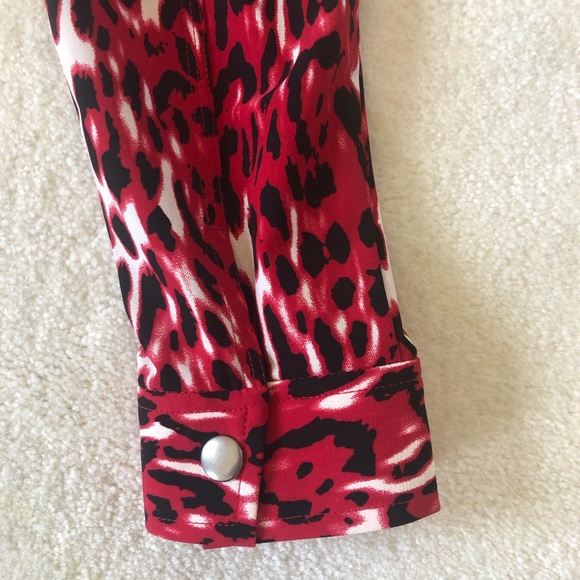 Zenergy by Chico’s Red Animal Print Jacket Full Zip Sz 4 (zenergy Sz 0) - Picture 5 of 8